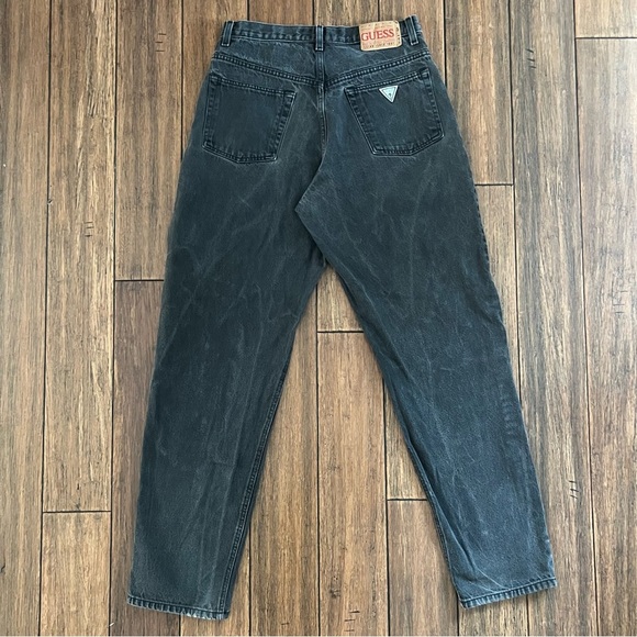 Vintage 80s Guess Jeans Faded Black High Rise Green Patch Relaxed Street 16 33 - Picture 2 of 14